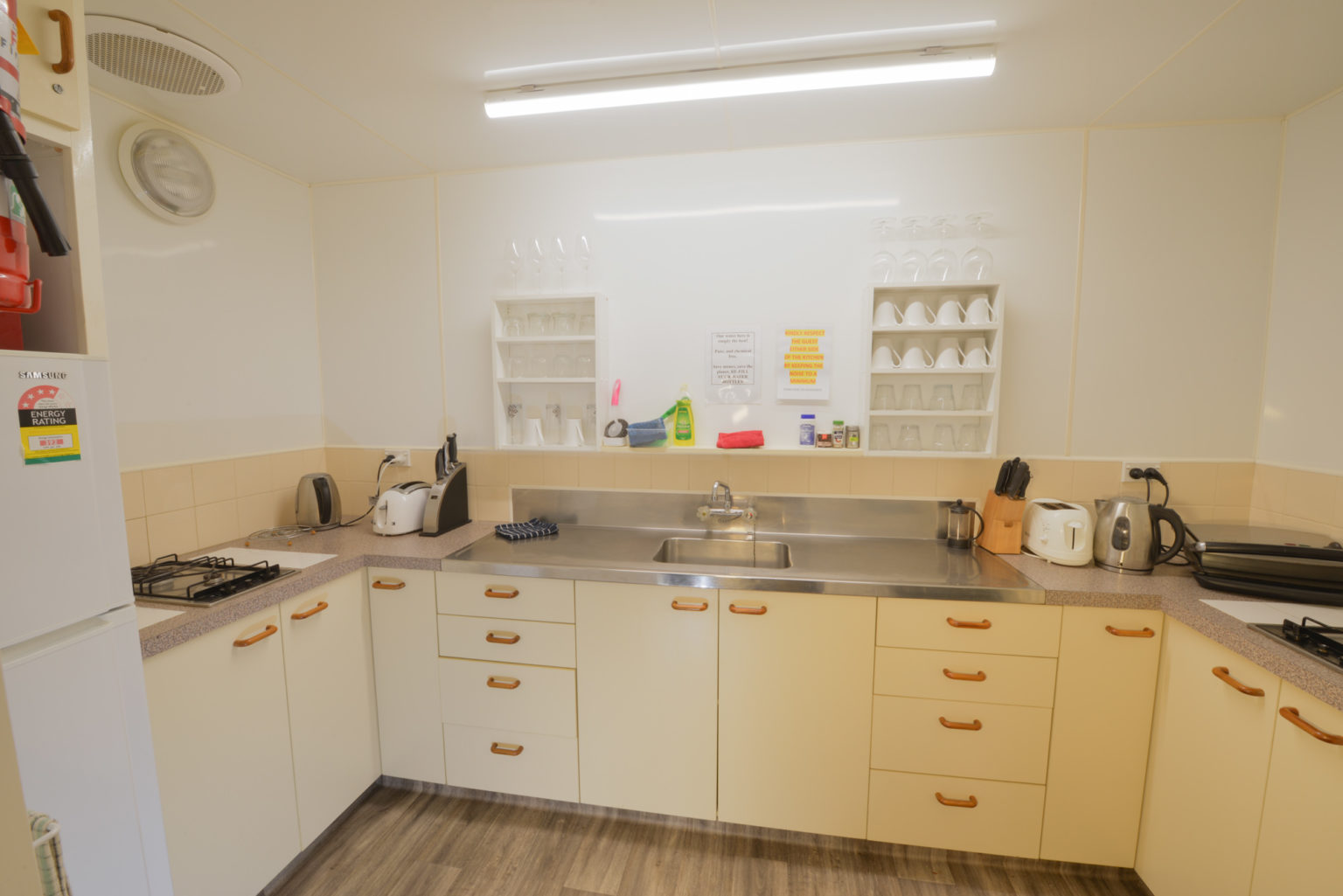 kitchen area in wilderness motel haast new zealand
